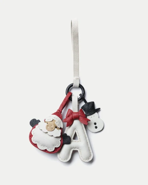 A festive letter bag charm handcrafted from French goatskin leather. Choose from 26 letters and create custom combinations, hand-stitched and gift boxed.