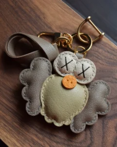 trendy cartoon bag charm, cartoon leather keychain, handmade cartoon leather charm, cartoon bag accessory, car key leather charm, gift ready leather accessory