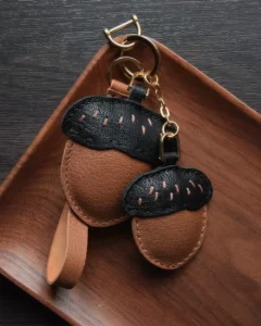 Acorn Bag Charm with Handcrafted Leather Detail