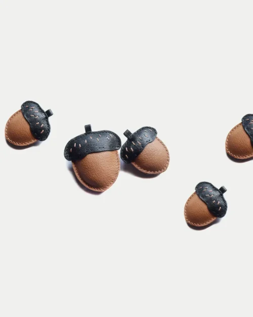 Acorn Bag Charm with Handcrafted Leather Detail