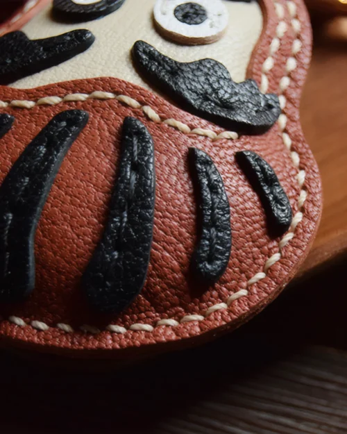 Daruma Leather Keychain