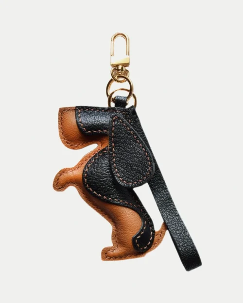 basset hound bag charm, leather dog keychain, handmade leather bag charm, dog leather accessory, gift-ready bag charm, car key accessory leather