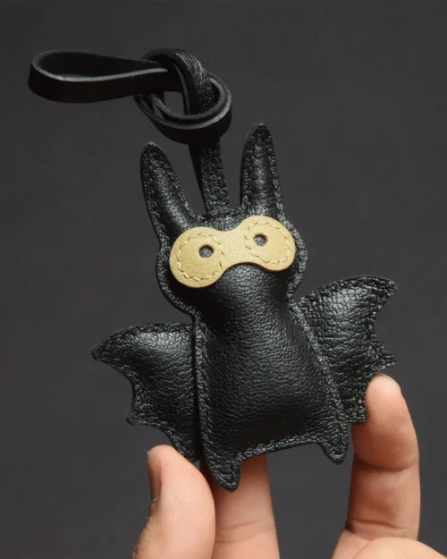 leather bat bag charm Handmade Cartoon Keychain