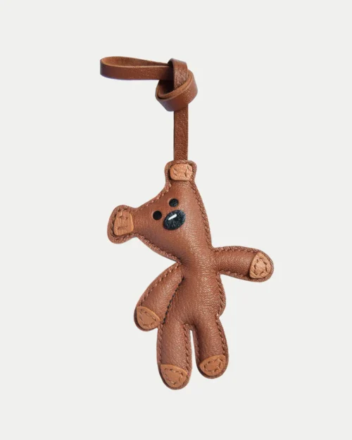 bear bag charm, leather bear keychain, handmade bear bag charm, animal bag accessory, bear leather keychain, car key accessory