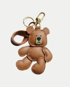 Bear Bag Charm with Handcrafted Leather Character