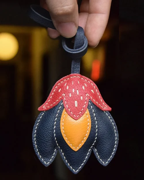 Black Tulip Bag Charm - Refined Floral Favorite - AZEKA