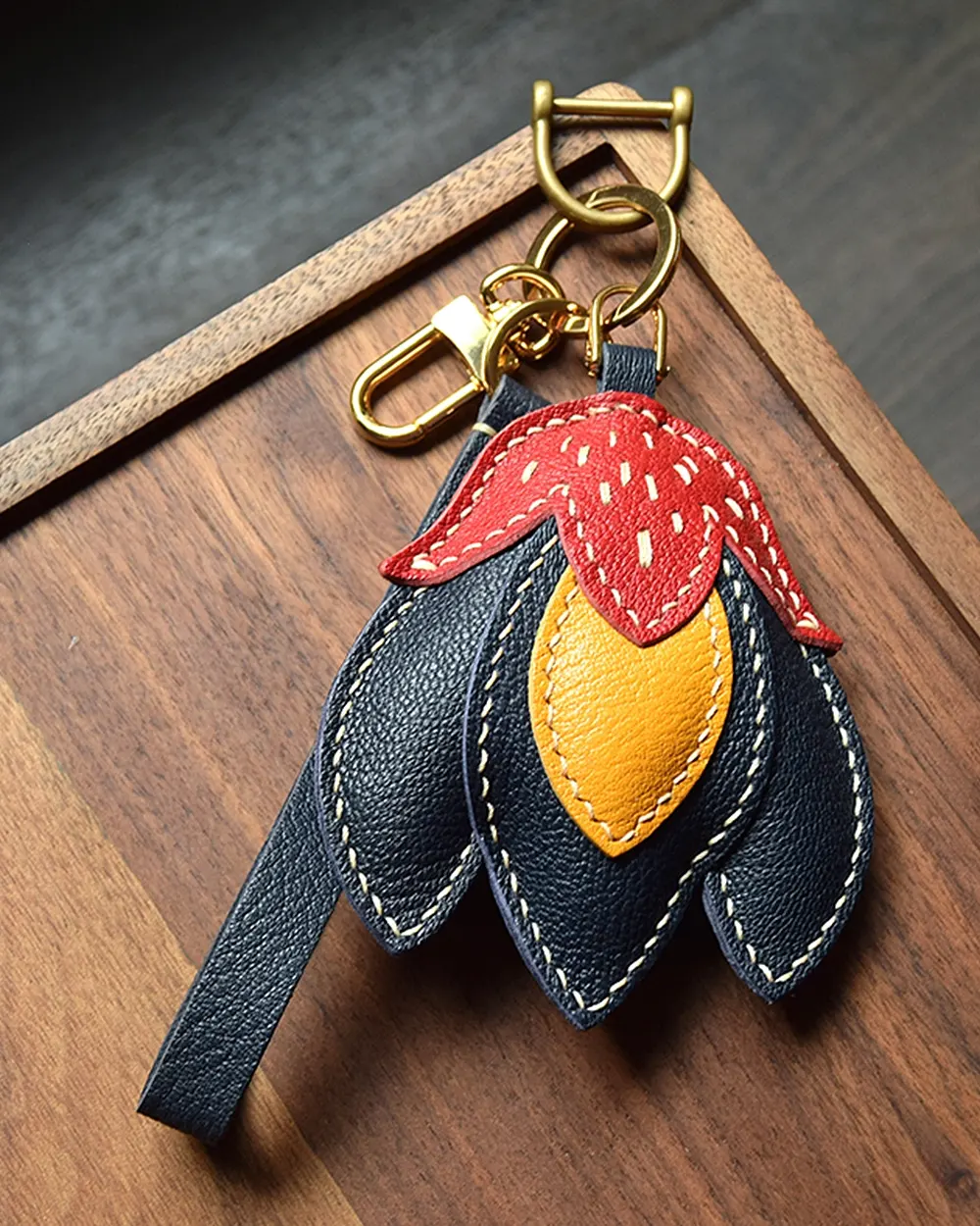 Black Tulip Bag Charm - Refined Floral Favorite - AZEKA