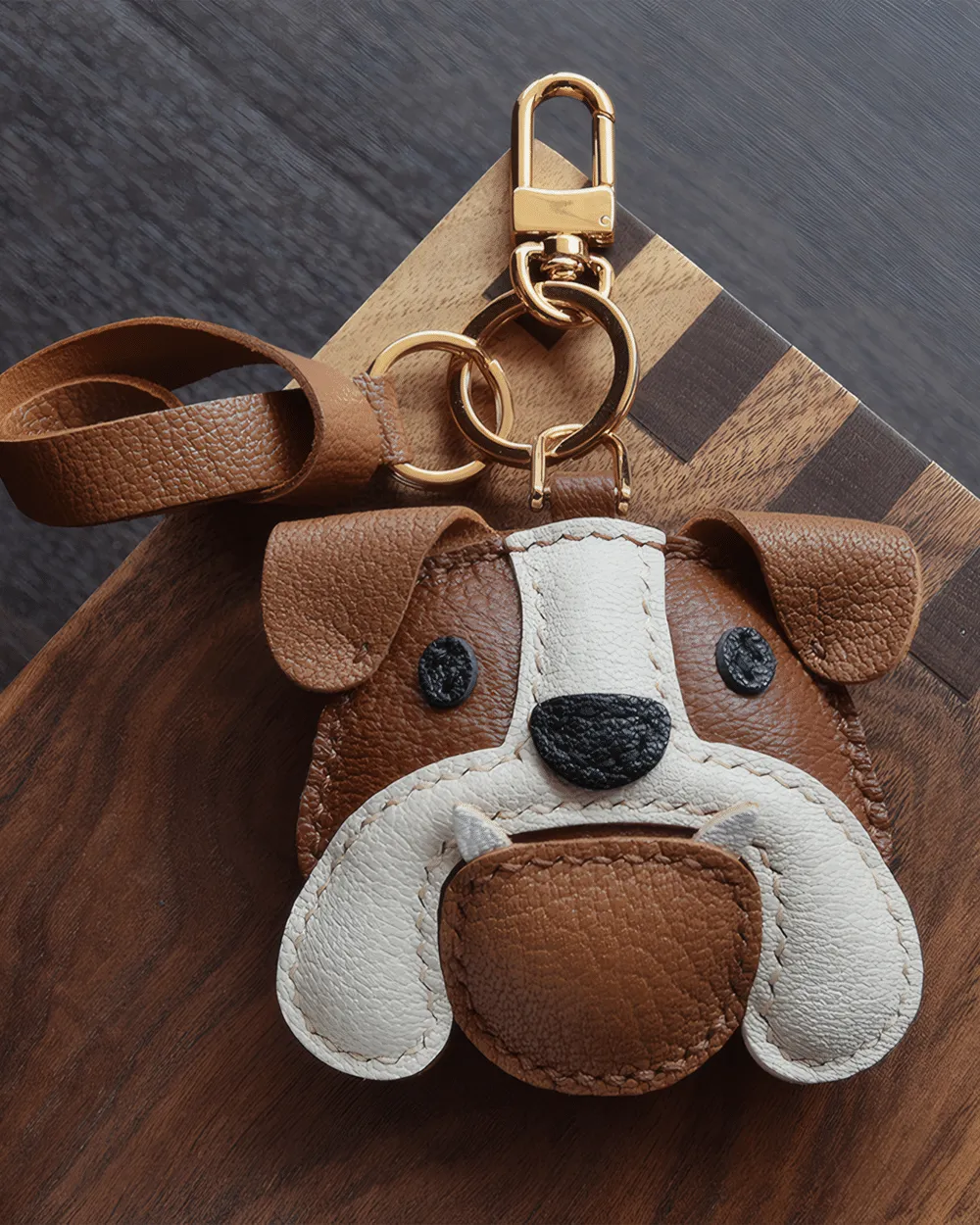 Bulldog Bag Charm Hand-stitched - Bold - AZEKA
