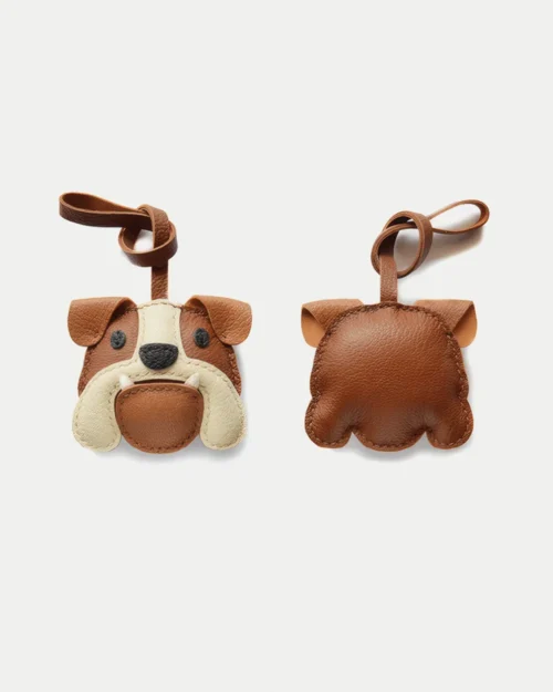 bulldog bag charm, leather bulldog keychain, handmade bulldog bag charm, dog bag accessory, bulldog leather keychain, car key accessory