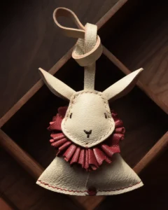 rabbit bag charm, bunny leather keychain, cute rabbit key charm, handmade rabbit bag charm, bunny key accessory, car key accessory