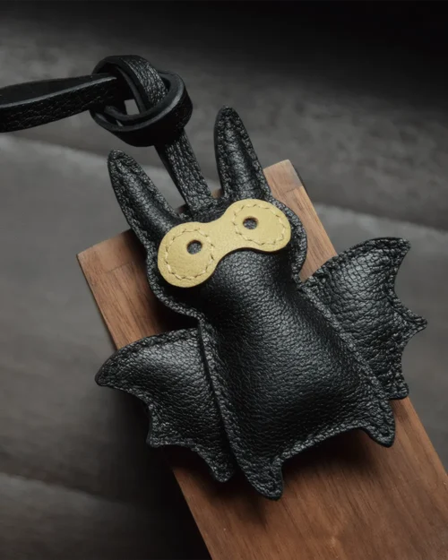 leather bat bag charm Handmade Cartoon Keychain