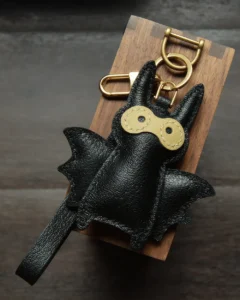leather bat bag charm Handmade Cartoon Keychain