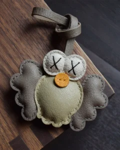 trendy cartoon bag charm, cartoon leather keychain, handmade cartoon leather charm, cartoon bag accessory, car key leather charm, gift ready leather accessory