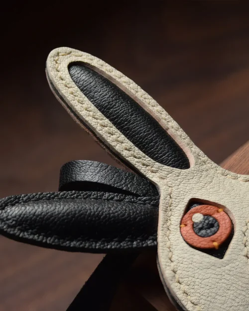 rabbit bag charm,bunny leather keychain,handmade rabbit leather charm,cute bunny bag accessory,car key leather charm,cartoon animal keychain