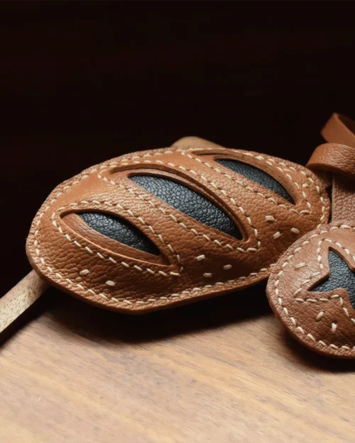 leather coffee bean bag charm Hand-stitched - Coffee Inspired - AZEKA