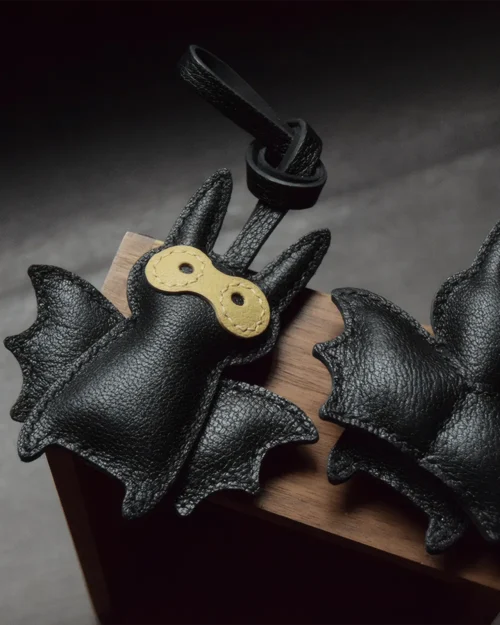leather bat bag charm Handmade Cartoon Keychain