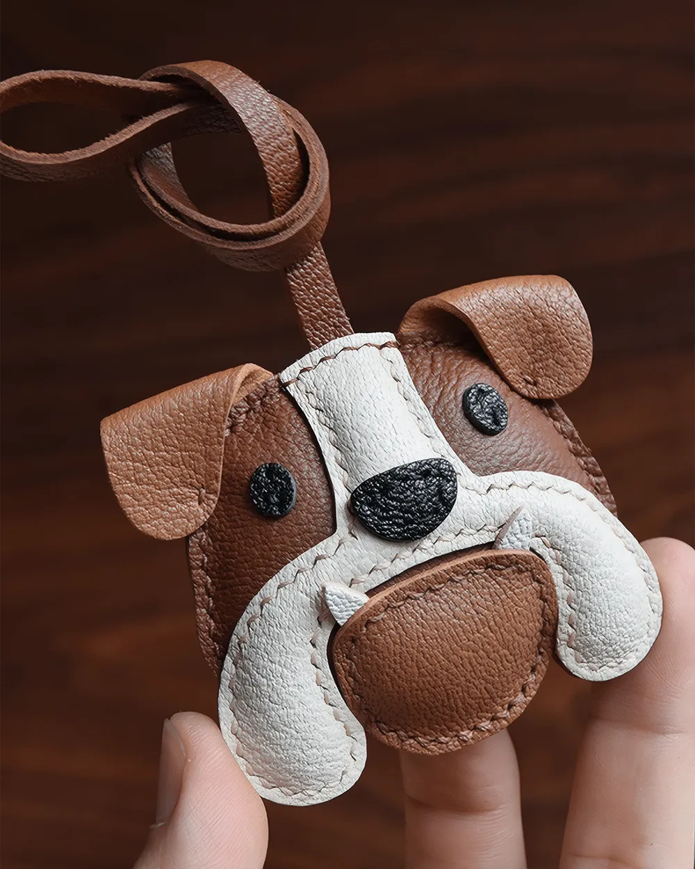 Bulldog Bag Charm Hand-stitched - Bold - AZEKA