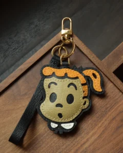 leather cartoon bag charm, cartoon leather keychain, cute cartoon bag charm, handmade cartoon accessory, leather character keychain