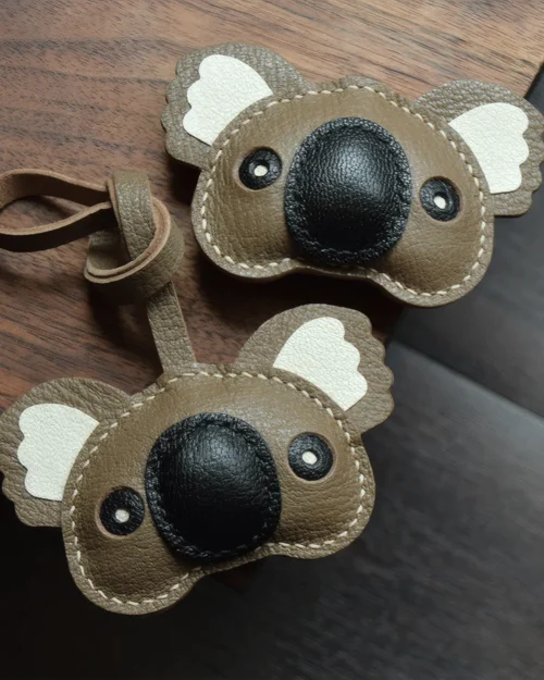 koala bag charm, leather koala keychain, handmade koala bag charm, animal bag accessory, koala leather keychain, car key accessory