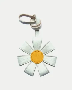 daisy flower bag charm Handmade Leather Keychain