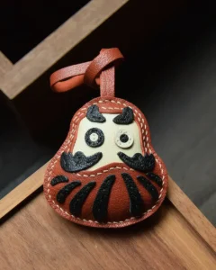 Daruma Leather Keychain