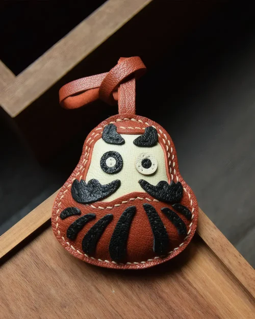 Daruma Leather Keychain