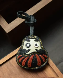 Daruma Leather Keychain