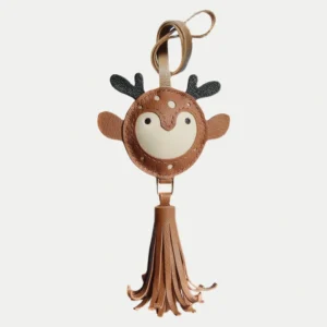 deer bag charm, leather deer keychain, handmade leather bag charm, minimalist animal accessory, car key leather charm, gift ready leather accessory
