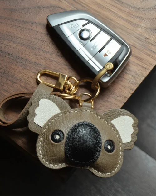 koala bag charm, leather koala keychain, handmade koala bag charm, animal bag accessory, koala leather keychain, car key accessory