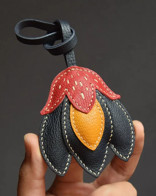 Black Tulip Bag Charm - Refined Floral Favorite - AZEKA