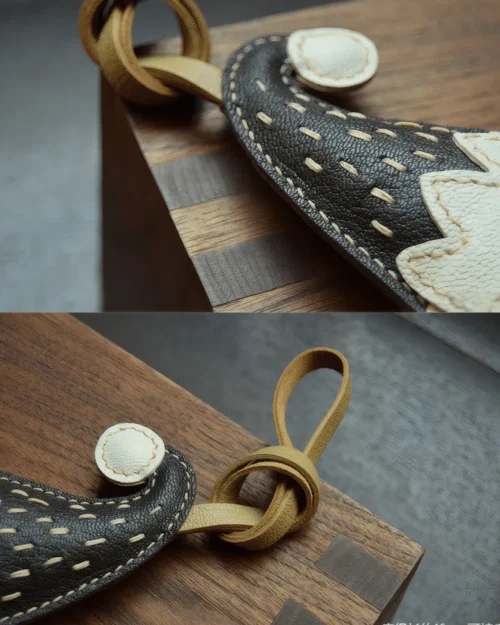 elf bag charm, leather elf keychain, handmade elf bag charm, fantasy bag accessory, elf leather keychain, car key accessory