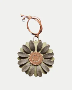 Flower Bag Charm with Layered Leather Petals