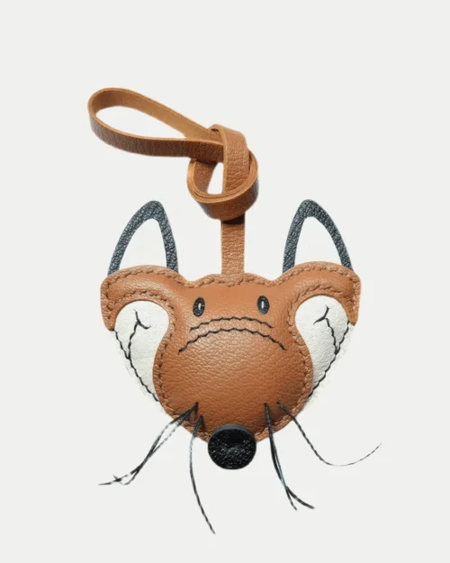 fox bag charm, leather fox keychain, handmade fox bag charm, animal bag accessory, fox leather keychain, car key accessory
