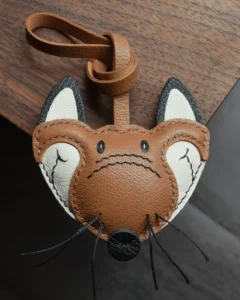 fox bag charm, leather fox keychain, handmade fox bag charm, animal bag accessory, fox leather keychain, car key accessory