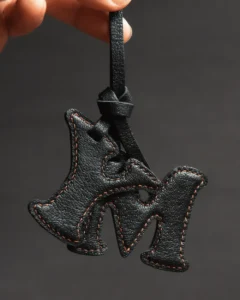 letter bag charm Handmade Leather Keychain