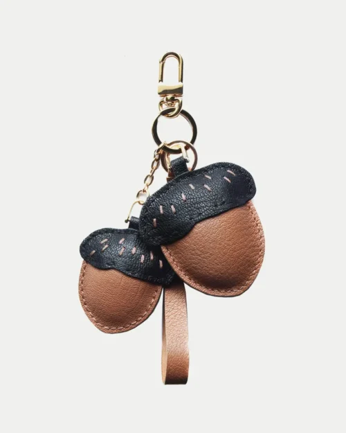 Acorn Bag Charm with Handcrafted Leather Detail