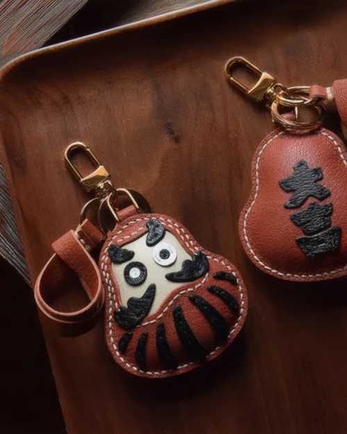 Daruma Leather Keychain