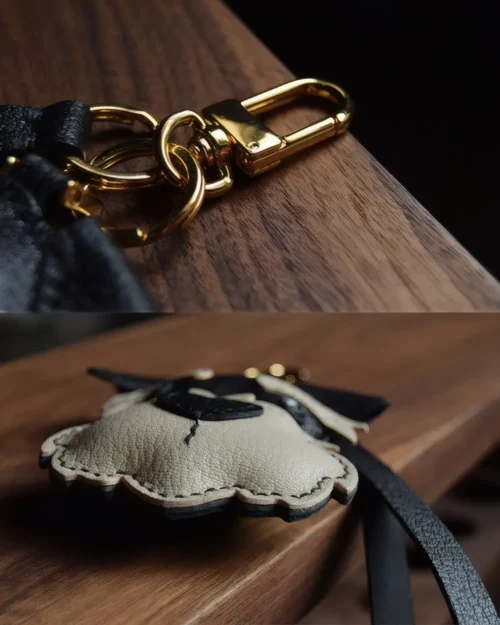 schnauzer bag charm, leather schnauzer keychain, handmade leather bag charm, dog leather accessory, gift-ready bag charm, car key accessory leather