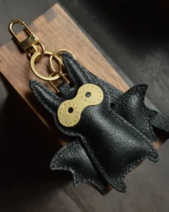 leather bat bag charm Handmade Cartoon Keychain