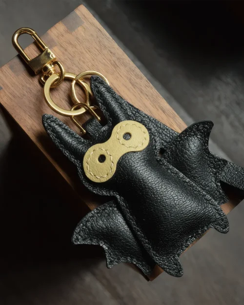 leather bat bag charm Handmade Cartoon Keychain