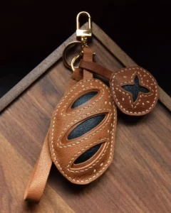 leather coffee bean bag charm Hand-stitched - Coffee Inspired - AZEKA