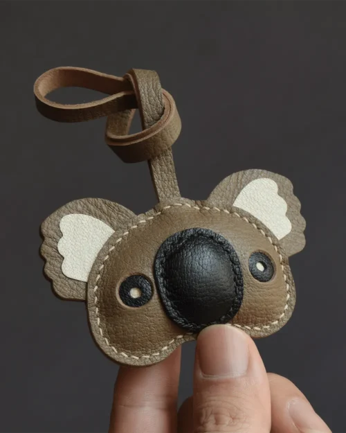 koala bag charm, leather koala keychain, handmade koala bag charm, animal bag accessory, koala leather keychain, car key accessory