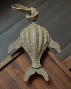 leather whale bag charm Handmade Leather Keychain
