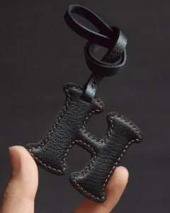 letter bag charm Handmade Leather Keychain