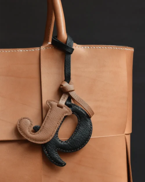 letter bag charm Handmade Leather Keychain