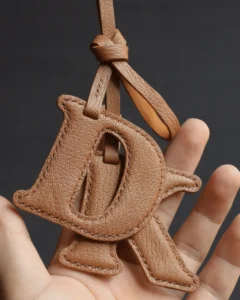 letter bag charm Handmade Leather Keychain