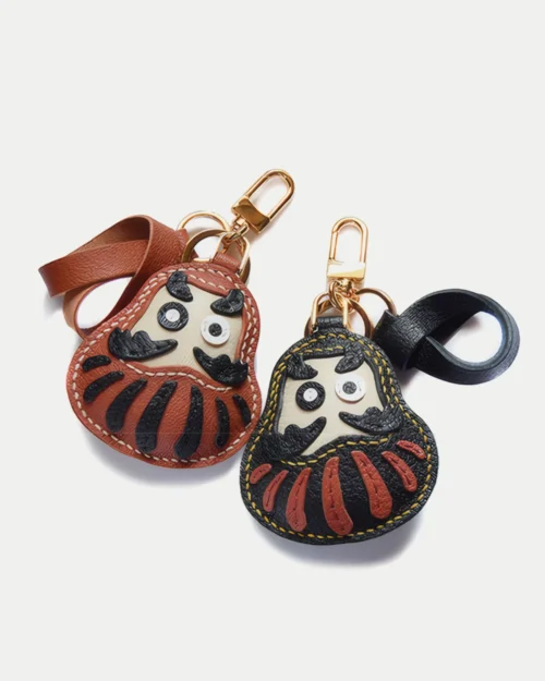 Daruma Leather Keychain