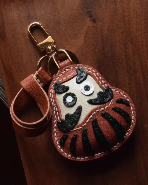 Daruma Leather Keychain