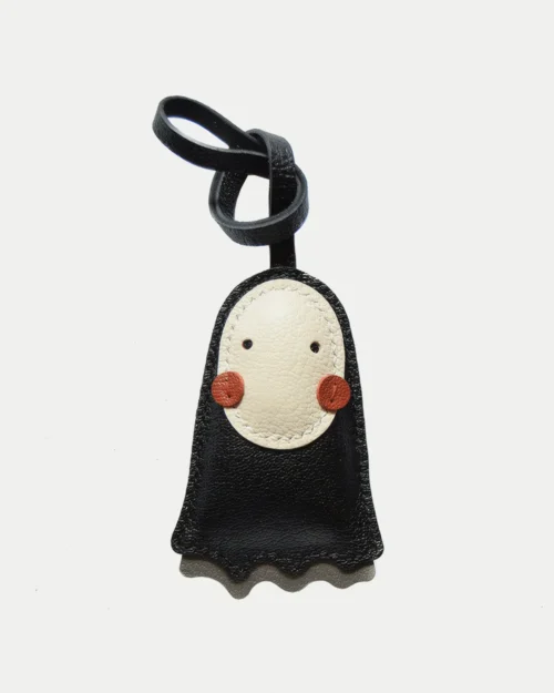 kaonashi bag charm, no face man leather keychain, spirited away bag charm, miyazaki anime keychain, anime bag accessory, handmade leather keychain