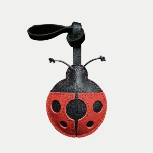 Ladybug Bag Charm handcrafted from French goatskin leather, hand-stitched over three days and gift boxed for bags, keys, and car key accessories.